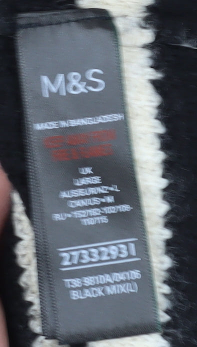 Marks and Spencer Women's Black Striped Pullover Jumper L