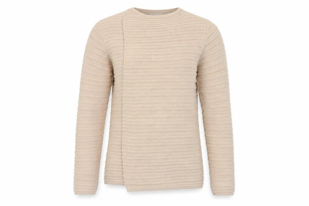 Front view of Bassini Women's Beige S Acrylic jumper