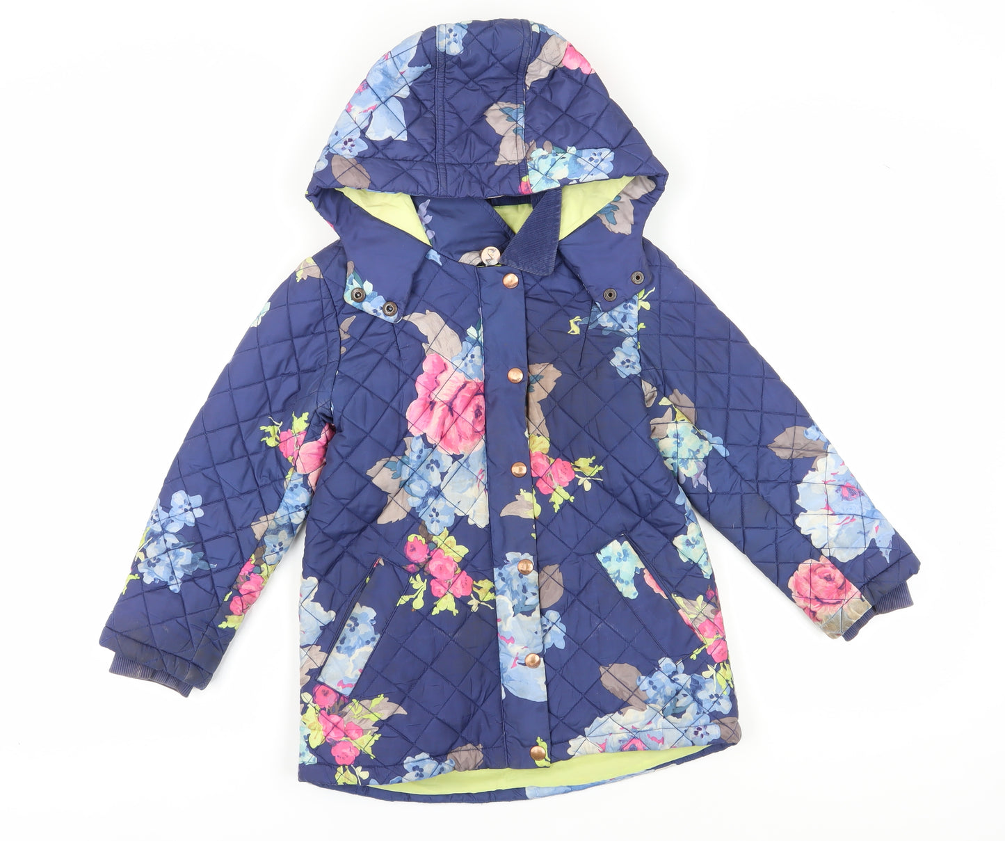 Joules Girls Blue Floral Puffer Jacket Coat 8 Years