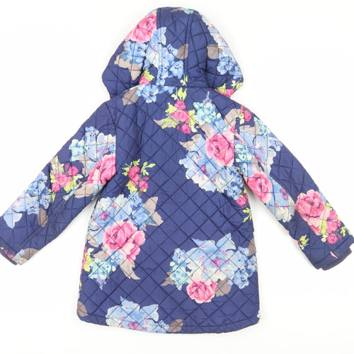 Joules Girls Blue Floral Puffer Jacket Coat 8 Years