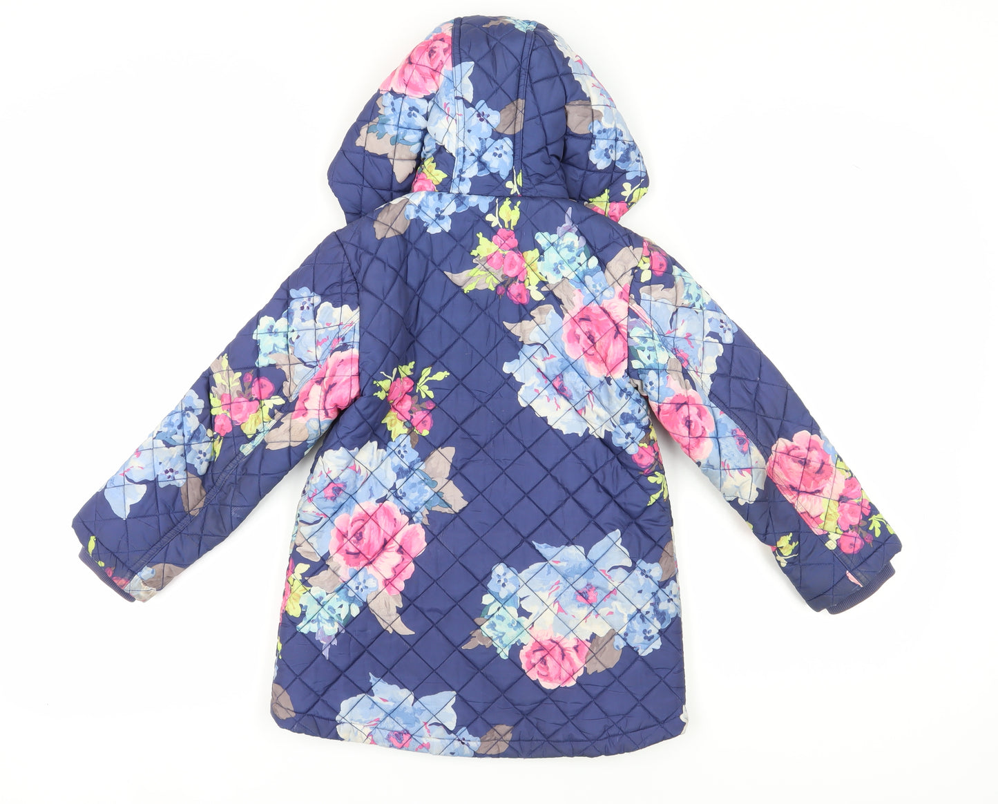 Joules Girls Blue Floral Puffer Jacket Coat 8 Years