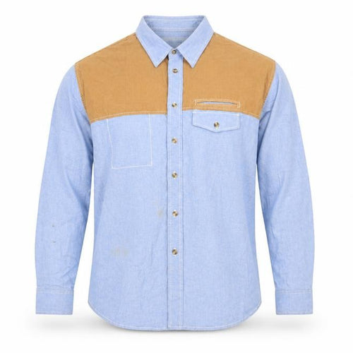 Jack South Men's 2XL Blue Beige Cotton Shirt