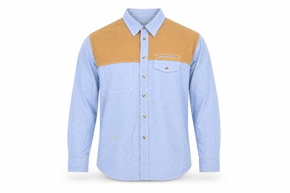 Jack South Men's 2XL Blue Beige Cotton Shirt