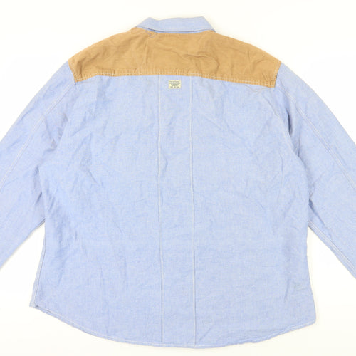 Jack South Men's 2XL Blue Beige Cotton Shirt