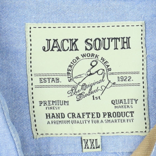 Jack South Men's 2XL Blue Beige Cotton Shirt