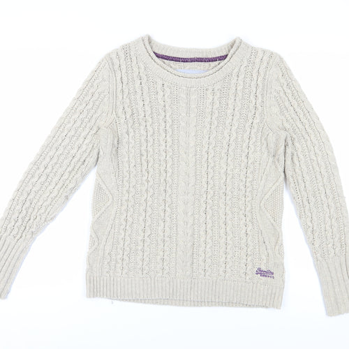 Superdry Men's Beige Cable-Knit Pullover Jumper XL