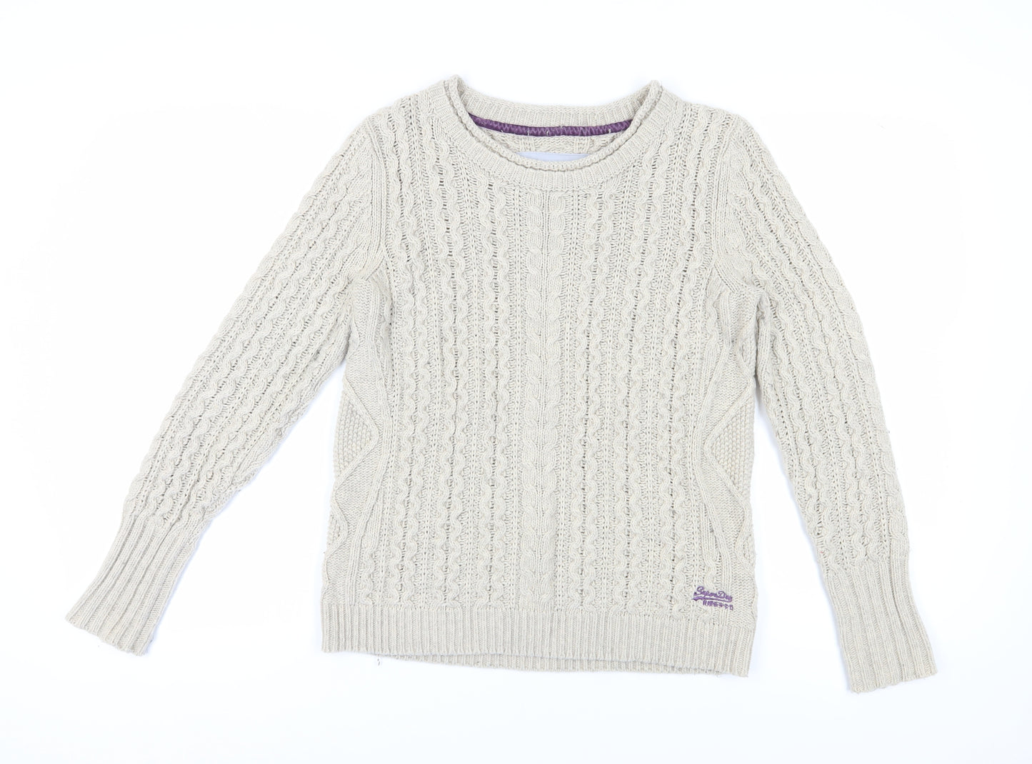 Superdry Men's Beige Cable-Knit Pullover Jumper XL