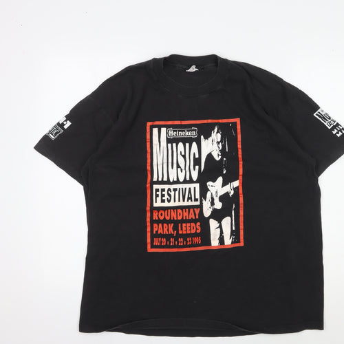 Hanes Men's Black XL Music Festival T-Shirt Vintage