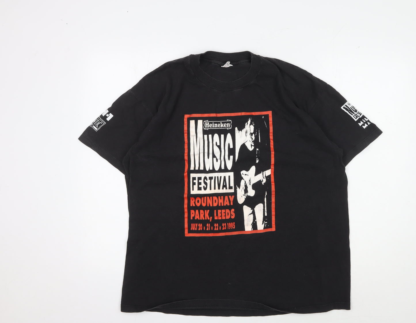 Hanes Men's Black XL Music Festival T-Shirt Vintage