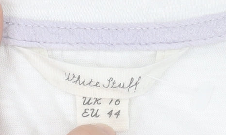 White Stuff Women's White T-Shirt Size 16