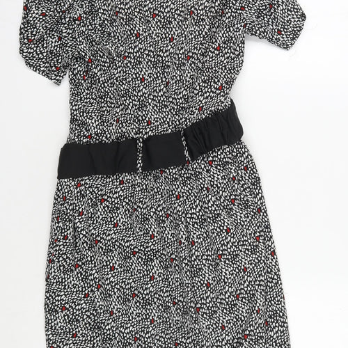 Dunnes Women's Black Floral A-Line Dress Size 12