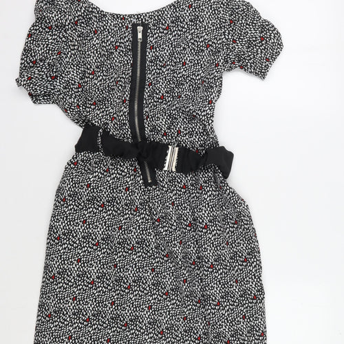 Dunnes Women's Black Floral A-Line Dress Size 12