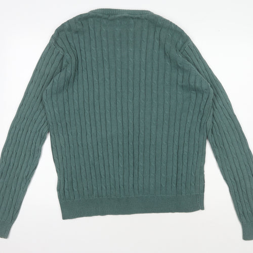 Cotton Traders Men's XL Green Cable-Knit Pullover Jumper