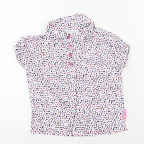 JoJo Maman Bébé Girls' Multicoloured Floral Button-Up 3-4Y Top