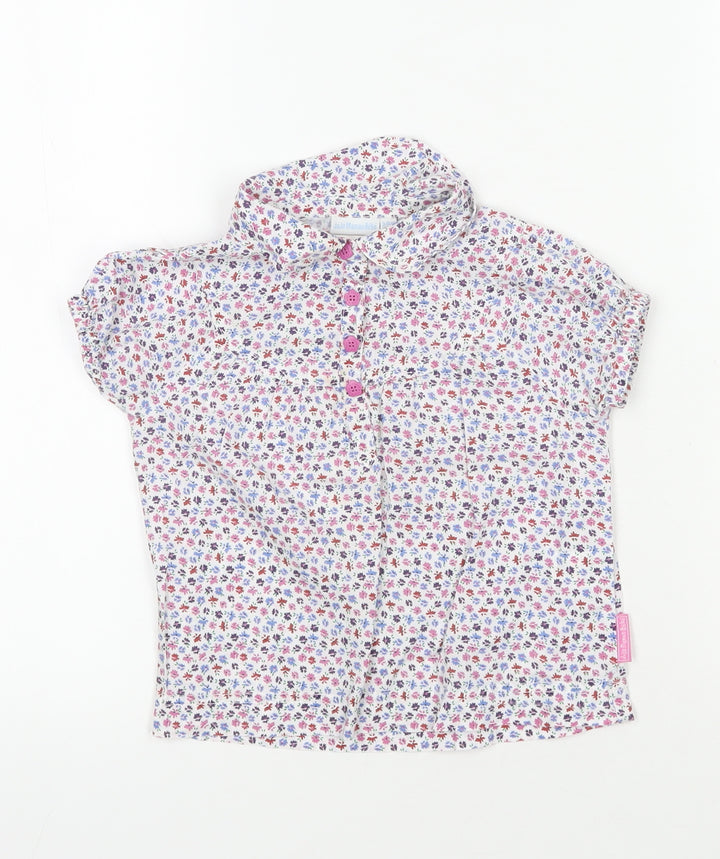 JoJo Maman Bébé Girls' Multicoloured Floral Button-Up 3-4Y Top