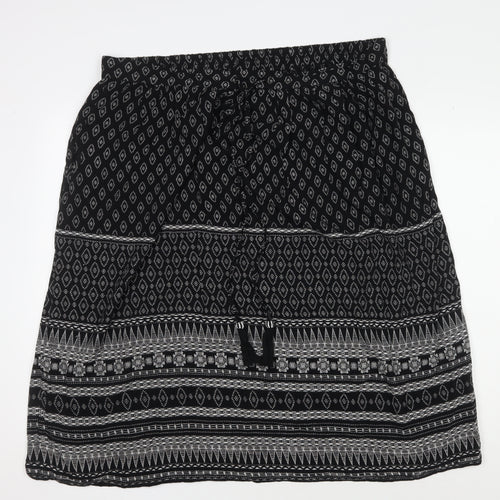 Damart Women's Black Geometric Plus Size Skirt