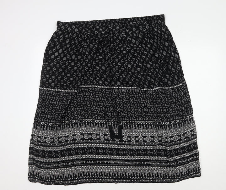 Damart Women's Black Geometric Plus Size Skirt