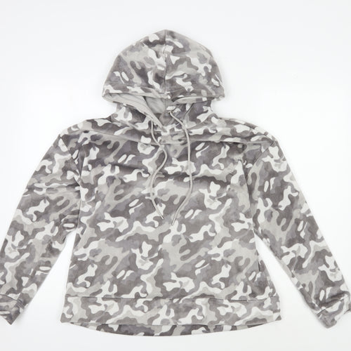 John Lewis Women's Grey Camouflage Hooded Lounge Top M