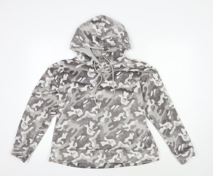 John Lewis Women's Grey Camouflage Hooded Lounge Top M