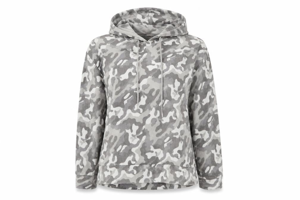 John Lewis Women's Grey Camouflage Hooded Lounge Top M