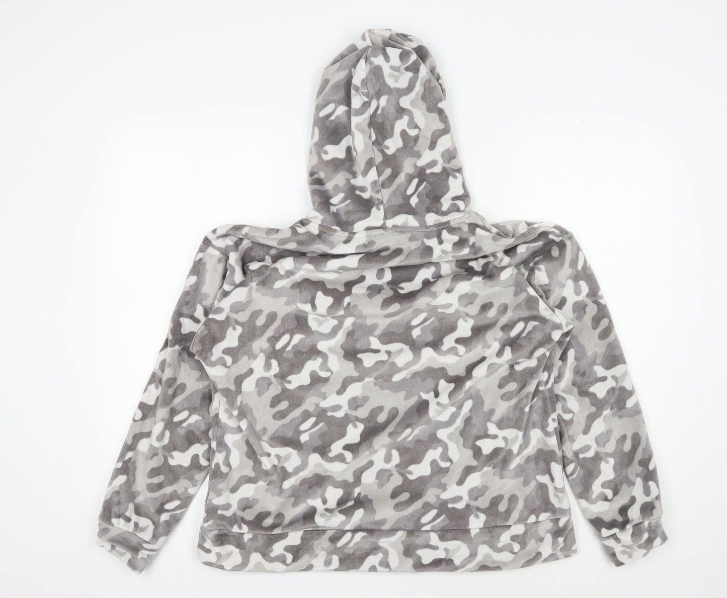 John Lewis Women's Grey Camouflage Hooded Lounge Top M