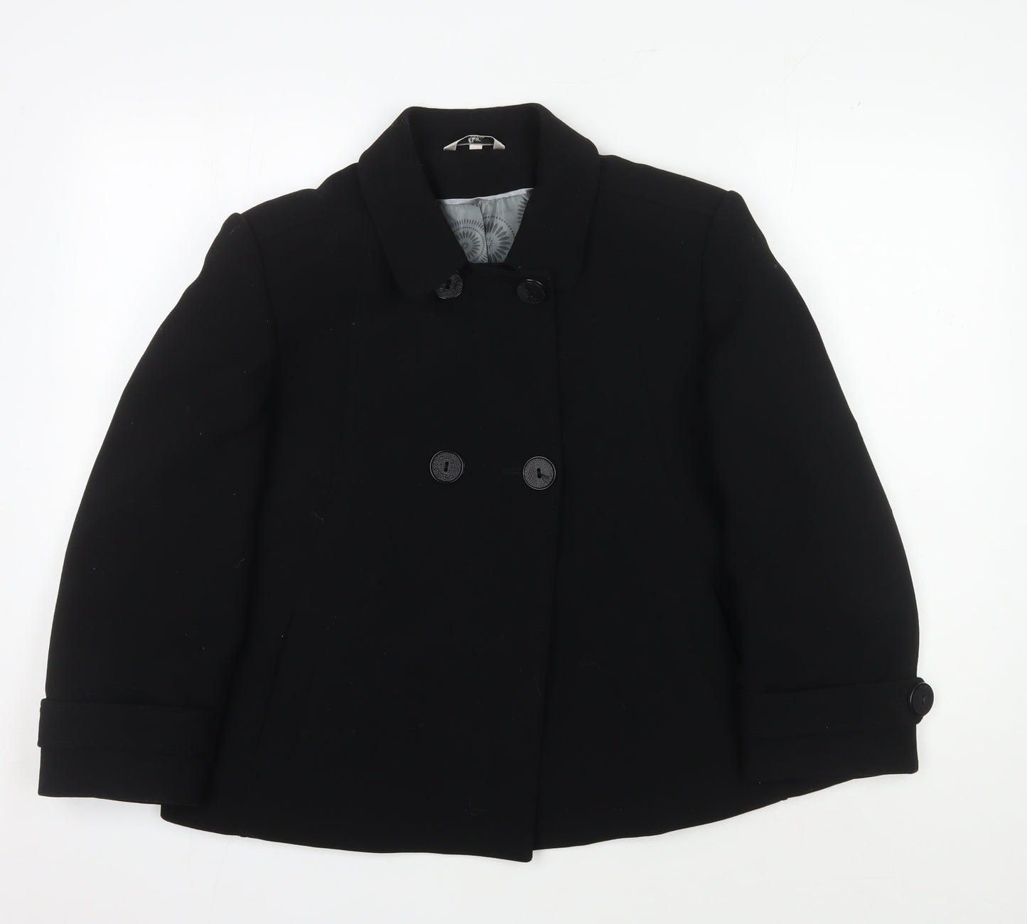 Klass Women's Black Pea Coat - Size 18, Lined, Button Closure