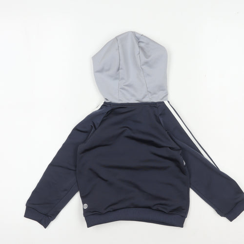 Adidas Boys Blue Grey Colourblock Hoodie, 12-18 Months