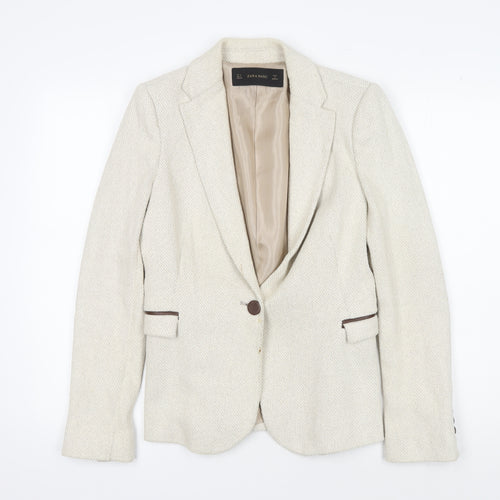 Zara Women's Beige Blazer Size 8 Herringbone