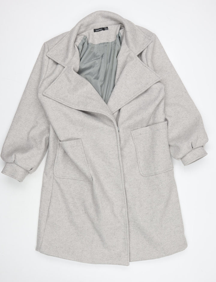 Boohoo Women's Grey Overcoat UK 14, Casual, Autumn/Winter