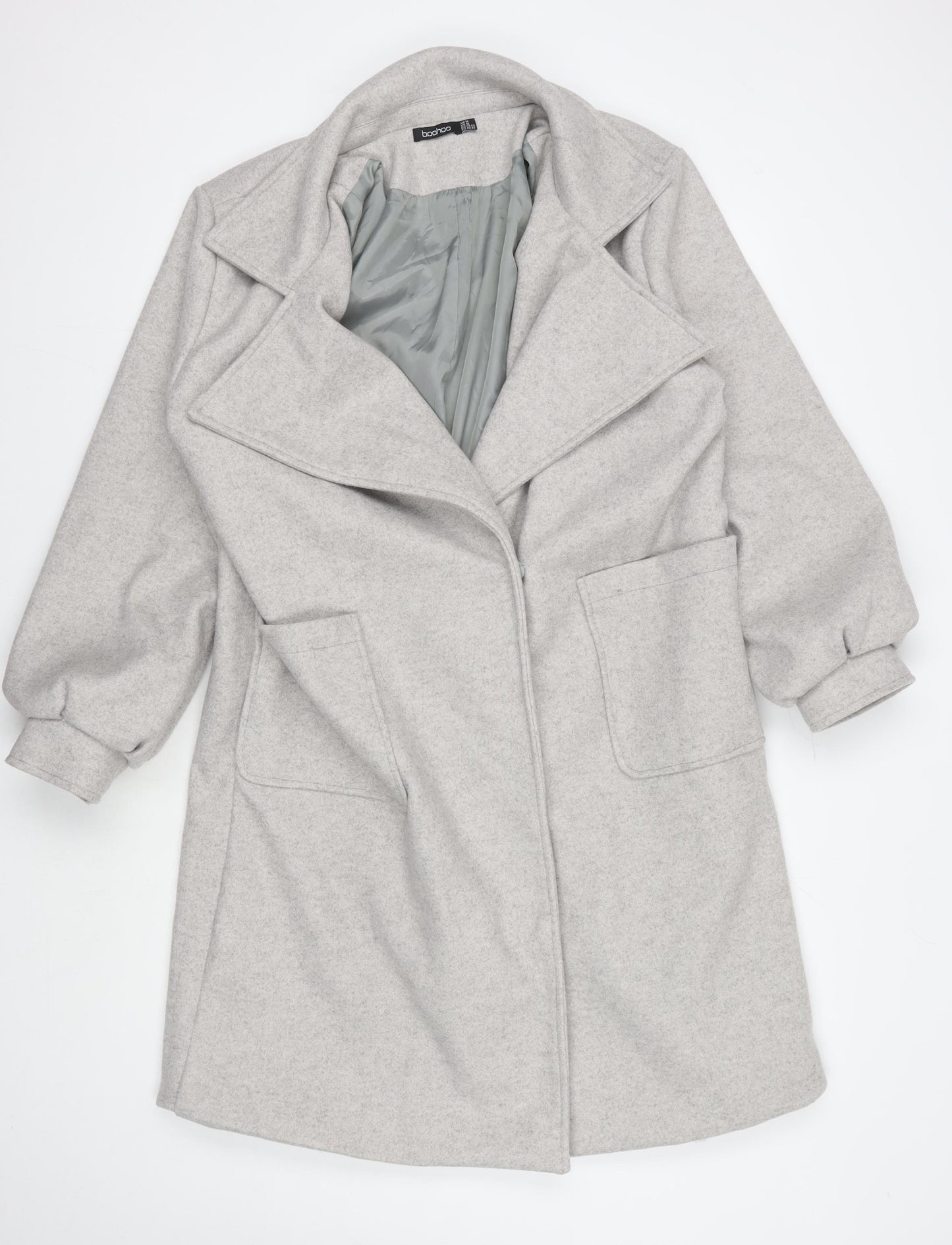 Boohoo Women's Grey Overcoat UK 14, Casual, Autumn/Winter