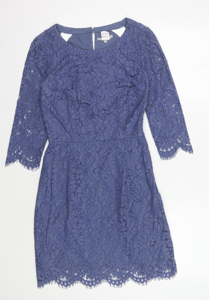 Oliver Bonas Blue A-Line Lace Dress, Size 8, Elegant Evening Wear