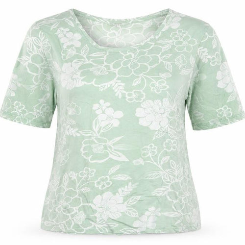 Cotton Traders Women's Green Floral T-Shirt, Size 10