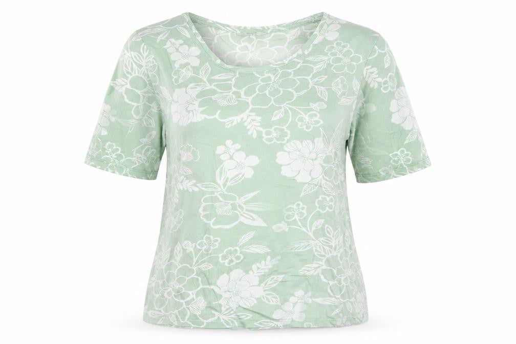 Cotton Traders Women's Green Floral T-Shirt, Size 10