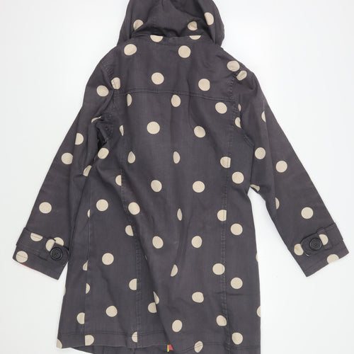 Boden Women's Black Polka Dot Hooded Rain Coat Size 12