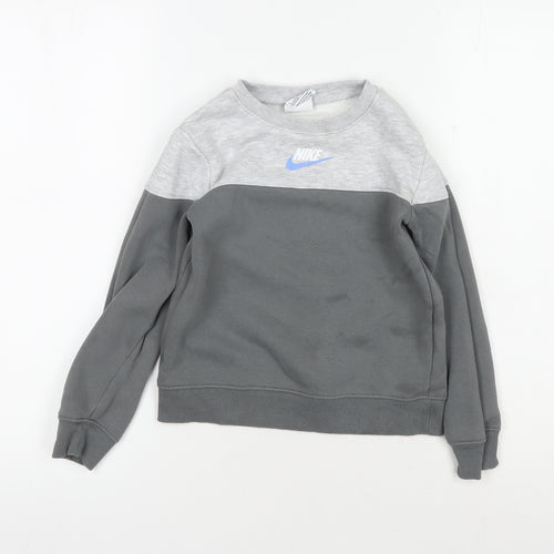 Nike Boys Grey Pullover Sweatshirt 6-7 Years Logo Casual