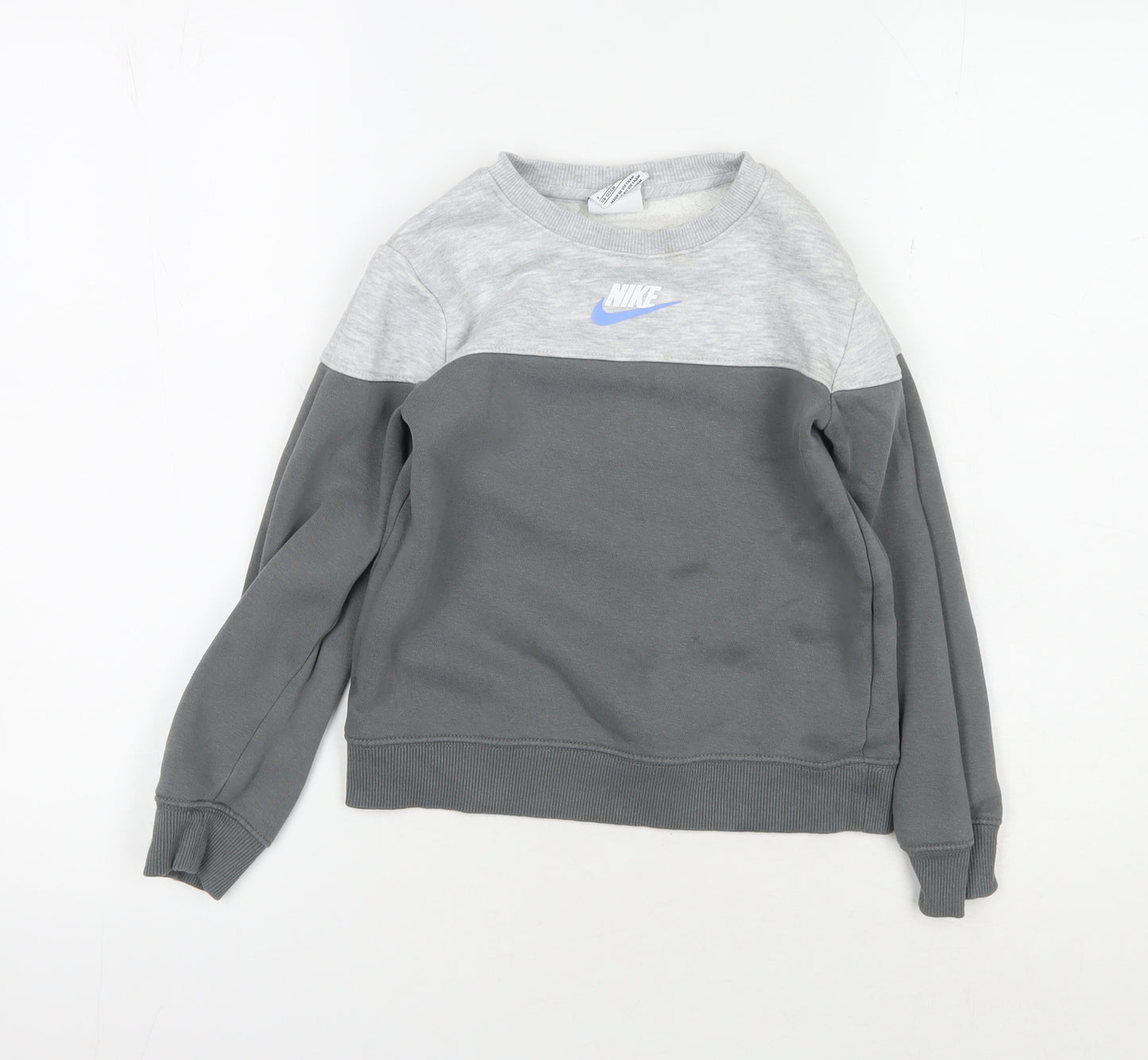 Nike Boys Grey Pullover Sweatshirt 6-7 Years Logo Casual