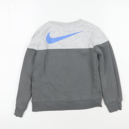 Nike Boys Grey Pullover Sweatshirt 6-7 Years Logo Casual