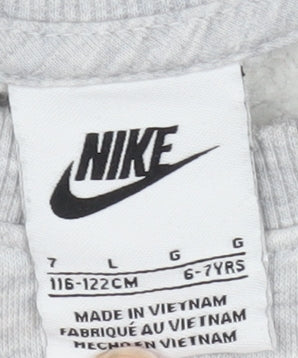 Nike Boys Grey Pullover Sweatshirt 6-7 Years Logo Casual