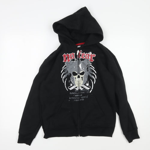 No Fear Boys Black Full Zip Hoodie with Graphic Print - 13 Years