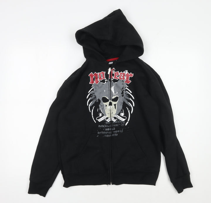 No Fear Boys Black Full Zip Hoodie with Graphic Print - 13 Years
