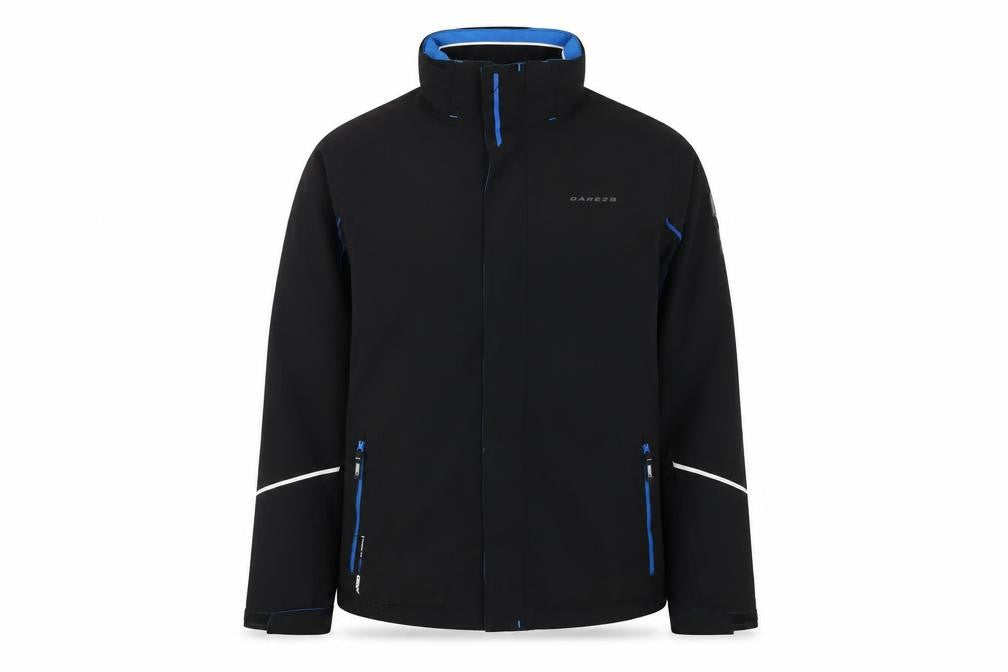 Front view of Dare 2b Teens Black Jacket 34 Inch Zipped Pockets