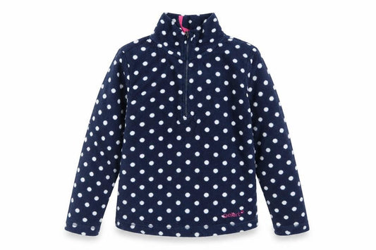 Front view of Gelert girls’ blue polka dot fleece jacket 9-10 years