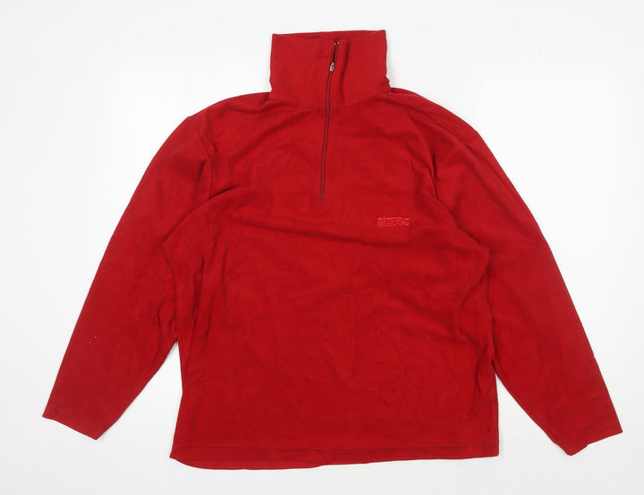 TCM Men's Red 1/4 Zip Fleece Sweatshirt - Size M