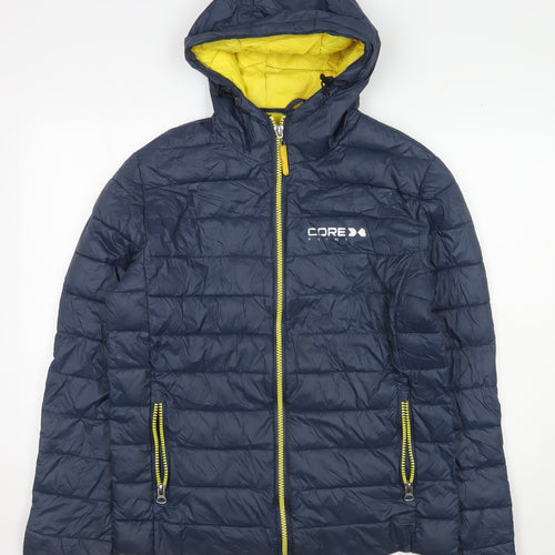 Core X Men's Blue Puffer Jacket L Hooded
