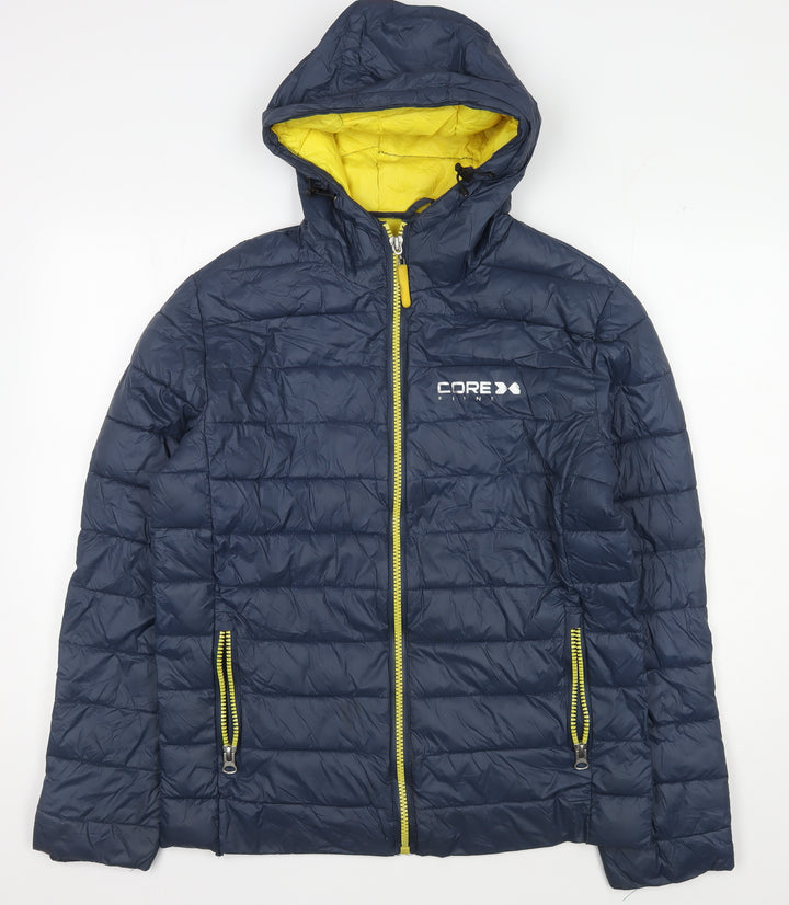 Core X Men's Blue Puffer Jacket L Hooded