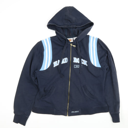 Hard Rock Cafe Blue Logo Zip Hoodie Unisex Adults L