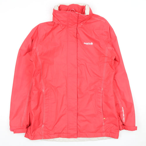 Regatta Women's Red Waterproof Hooded Rain Coat Size 10