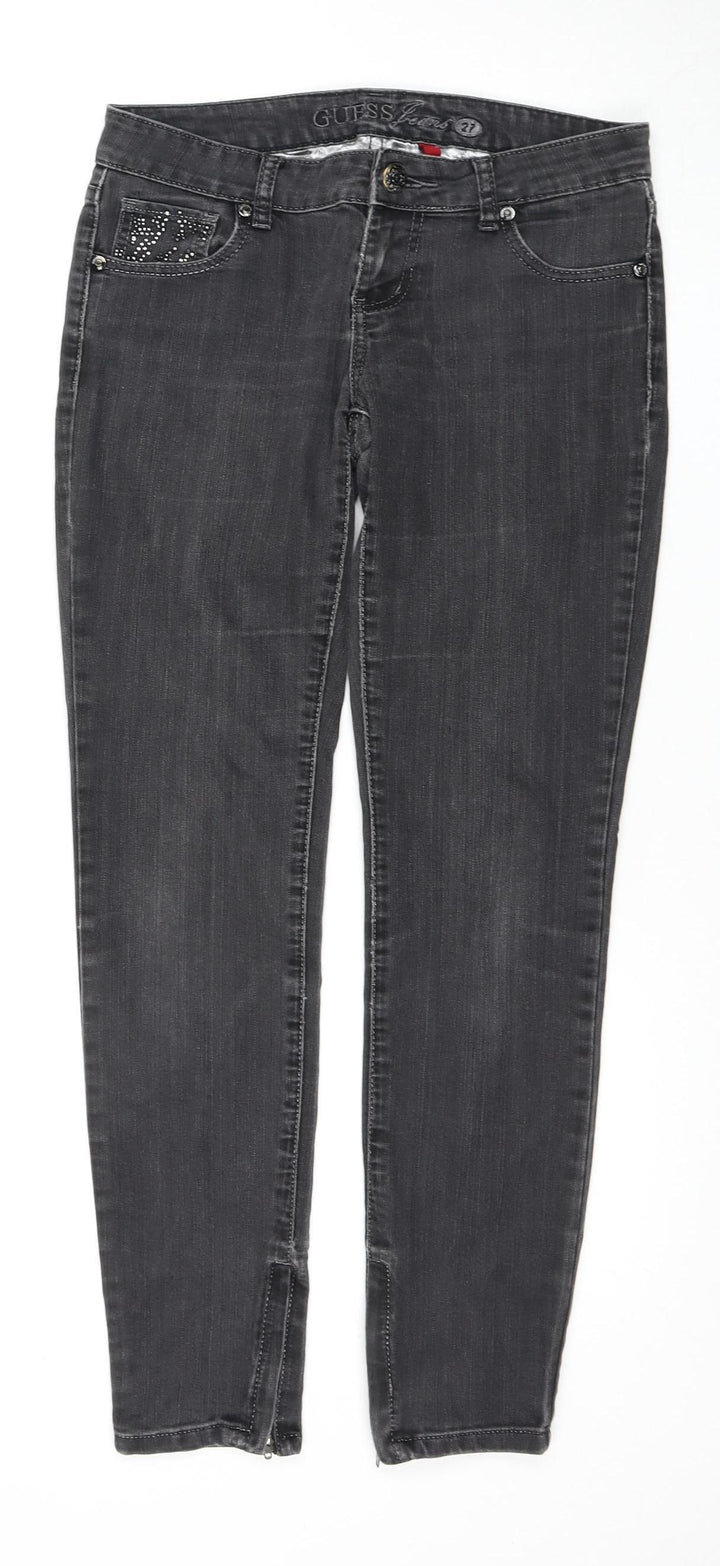 Guess Women's Black Skinny Jeans Size 8 Stretch Rhinestone