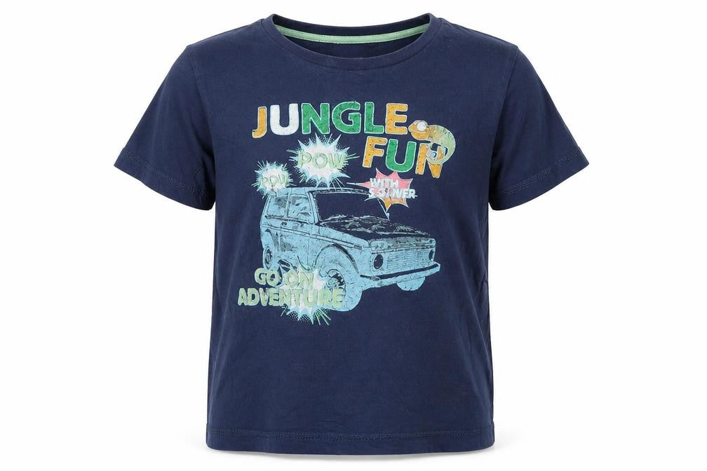 Front view of s.Oliver boys’ blue jungle print t-shirt, size 8