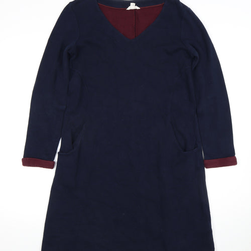 White Stuff Women's Blue V-Neck Shift Dress Size 10